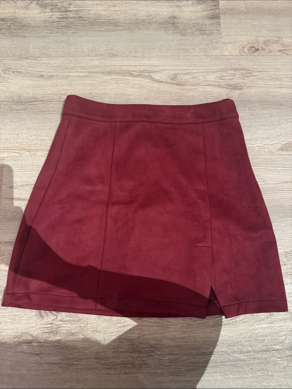 Suede Maroon Mini Skirt - Women's Skirt